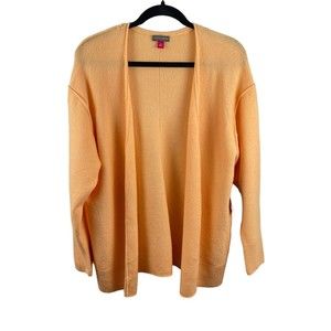 Vince Camuto Cardigan Womens Orange Apricot Small Center Seam Ribbed Knit Trim